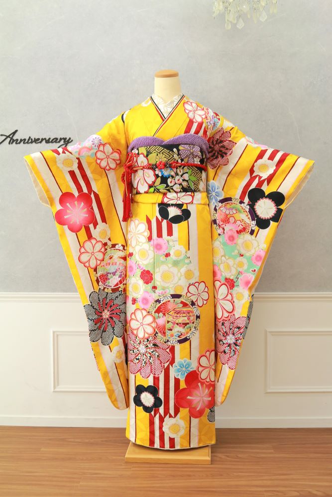黄色レトロモダン振袖